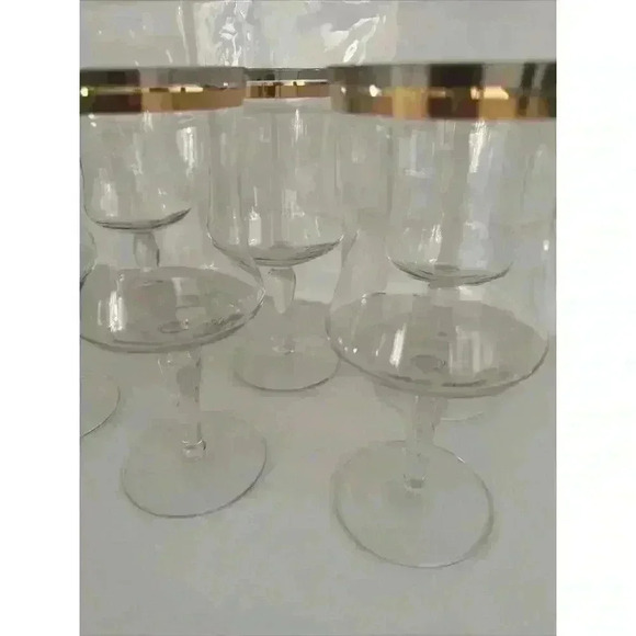 Vintage MCM Double Gold Platinum Rim Water Glass Set Of 6 - Picture 5 of 5